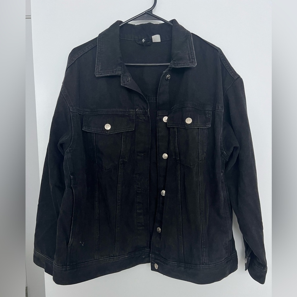 A Black H&M Denim jacket, size medium.